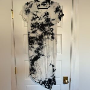 Michael Lauren Augustus Cotton Tshirt Dress, Black & White Tie Dye - Size Small